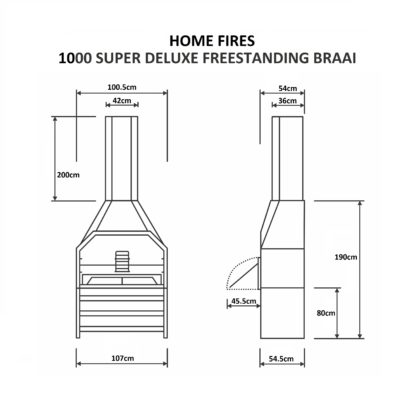 GC Fires - Home Fires 1000 freestanding braai with potjie hook - wood fire