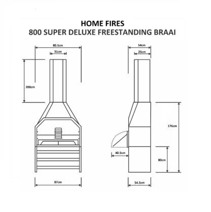 GC Fires - Home Fires 800 freestanding braai with potjie hook - wood fire