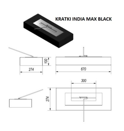 GC Fires - Kratki India Max Black Bioethanol Fireplace - freestanding - no chimney