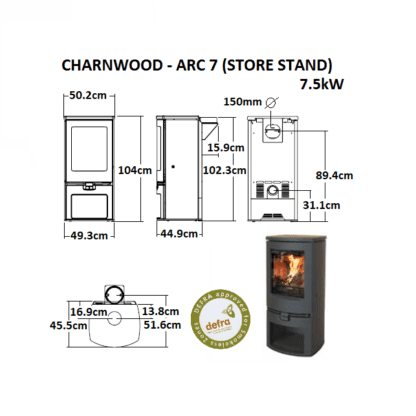 GC Fires - Charnwood ARC 7 with Store Stand - closed combustion - multifuel 7kW (1)