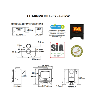 GC Fires - Charnwood - C7 - 6-8kW - closed combustion fireplace - multifuel- SIA Eco-Design
