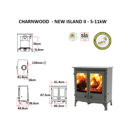 GC Fires - Charnwood Island II - new Sia Eco-Design - 11kW multifuel closed combustion fireplace (1)