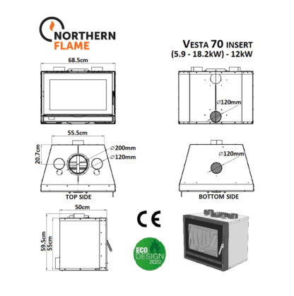 GC Fires -Northern Flame - Vesta 70 - 12kW - built-in -insert - eco-design - closed-combustion-fireplace -fan-ducting (2)