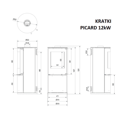 Kratki Picard 12kW - freestanding closed combustion fireplace - wood burner (1)
