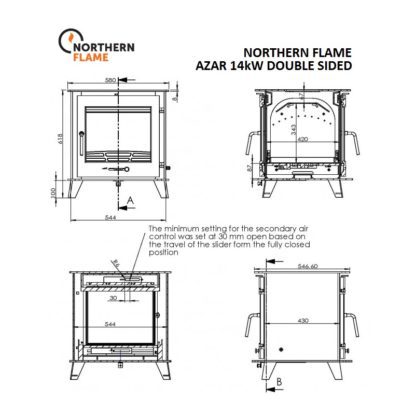 Northern Flame Azar 12-14kW Double Sided - multifuel Ecosy Design - closed combsution fireplace (3)