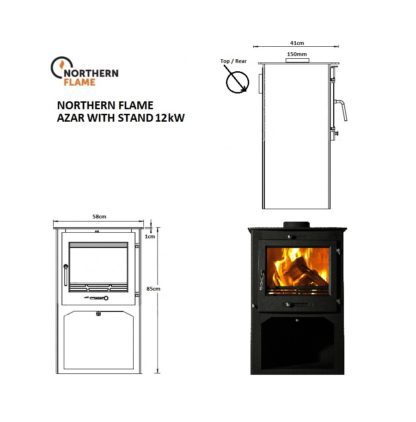 Northern Flame Azar 12kw log stand - Ecosy Design - multifuel closed combustion fireplace