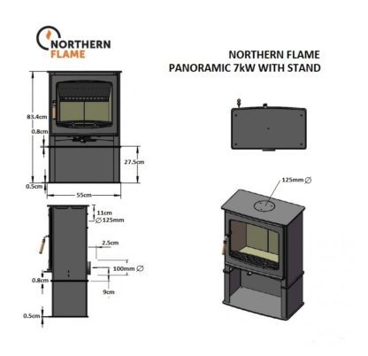 Northern Flame Panoramic with stand 7kW Slimine Ecosy SIA Eco Design - closed combustion fireplace (10)