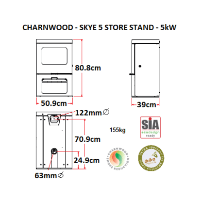 GC Fires - Charnwood Skye store stand 5kW - closed combustion fireplace - multi fuel - cast iron (7)
