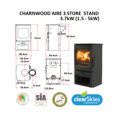 GC Fires - Charnwood Aire 3 store stand - 3.7kW closed combustion fireplace - SIA Eco-ready design BLU (2)