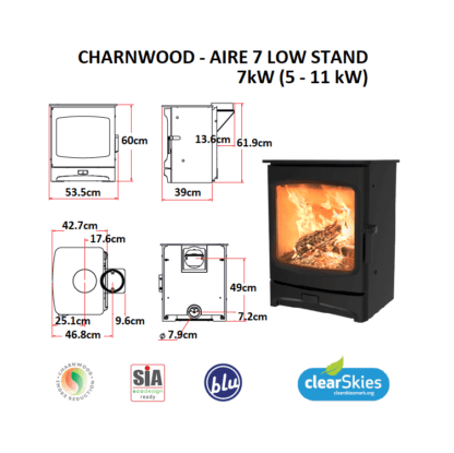 GC Fires - Charnwood Aire 7 low stand closed combustion SIA Eco-design ready BLU fireplace (1)