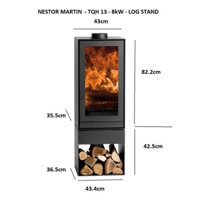 GC Fires - Nestor Martin - TQH-13 - 8 kW - wood-burning closed combustion fireplace - log stand with rotation kit