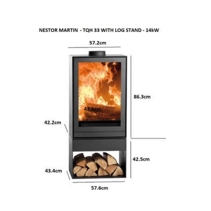 GC Fires - Nestor Martin - TQH33 - 14kW closed combustion fireplace - log stand with rotation kit