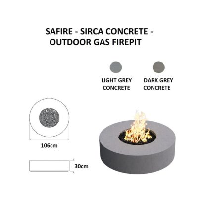 GC Fires - SAFire Sirca Concrete Firepit - Outdoor Patio Gas Heating - freestanding (2)