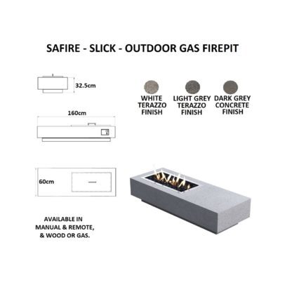 GC Fires - SAFire Slick Firepit - Outdoor Gas or wood Patio Heating - Concrete -freestanding (2)