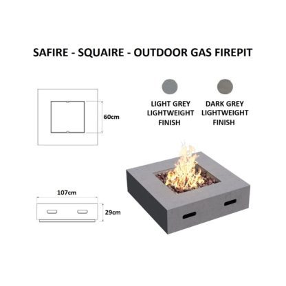 GC Fires - SAFire Squaire Firepit - Outdoor Gas Patio Heating - Lightweight -freestanding (2)
