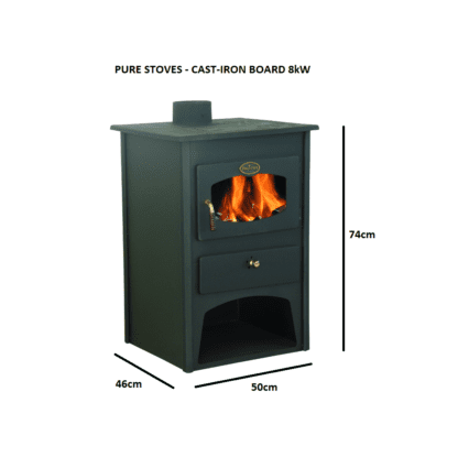 GC Fires - Pure Stoves - Cast Iron Board 8kW - wood-burning closed combustion fireplace dimensions