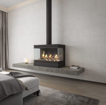 GC Fires - SAFire Emberglo 700 Gas Insert - Ledge - wall mounted fireplace - side glass -12kW (1)
