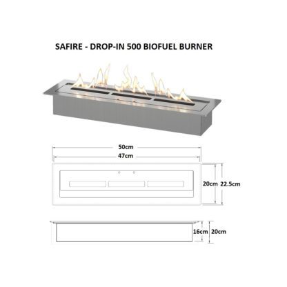 GC Fires - SA Fires Drop-in 500 Biofuel Burner -Stainless Steel - (2)
