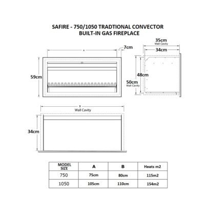 GC Fires - SAFire 750-1050 Traditonal Convector - built-in gas fireplace (2)