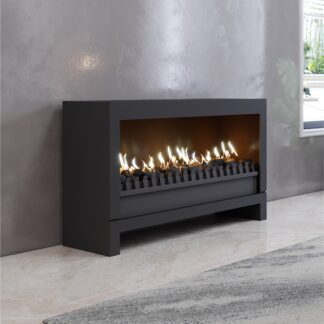 GC Fires - SAFire Baiona 1050 Freestanding Gas Fireplace - steel (1) close up