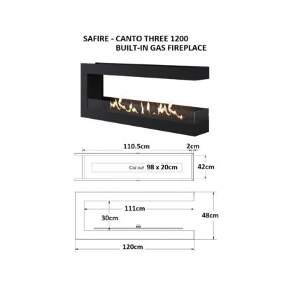 GC Fires - SAFire Canto Three 1200 - Built-in Gas Fireplace