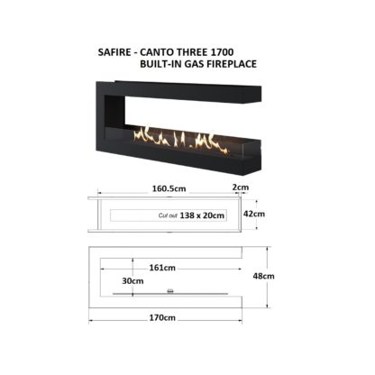 GC Fires - SAFire Canto Three 1700 - Built-in Gas Fireplace