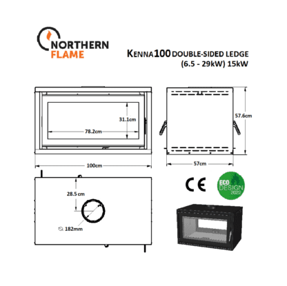 GC Fires - Northern Flame Kenna 100 Double-Sided Ledge - 15kW - Eco-Design 2022 - Closed combustion fireplace (2)