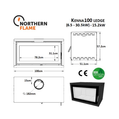 GC Fires - Northern Flame Kenna 100 Ledge - 15.2kW - freestanding - Eco-Design - Closed combustion fireplace (2)