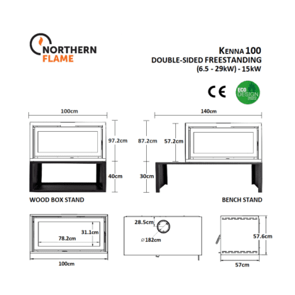 GC Fires - Northern Flame - Kenna 100 Freestanding- Closed combustion fireplace - 15.2kW - Eco-design