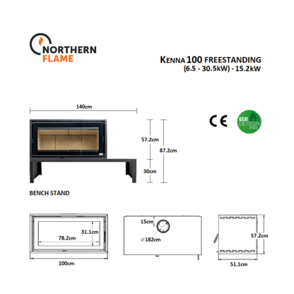 Northern Flame-Kenna 100 Freestanding - bench stand - 15.2kW closed combustion fireplace - Eco-design (1)