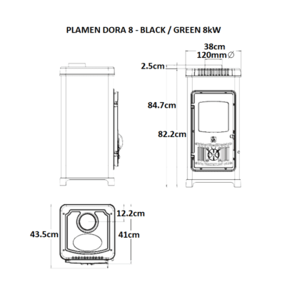 GC Fires - Plamen - Dora 8 - Black - Green 8kW - woodburning - closed combustion fireplace (5)